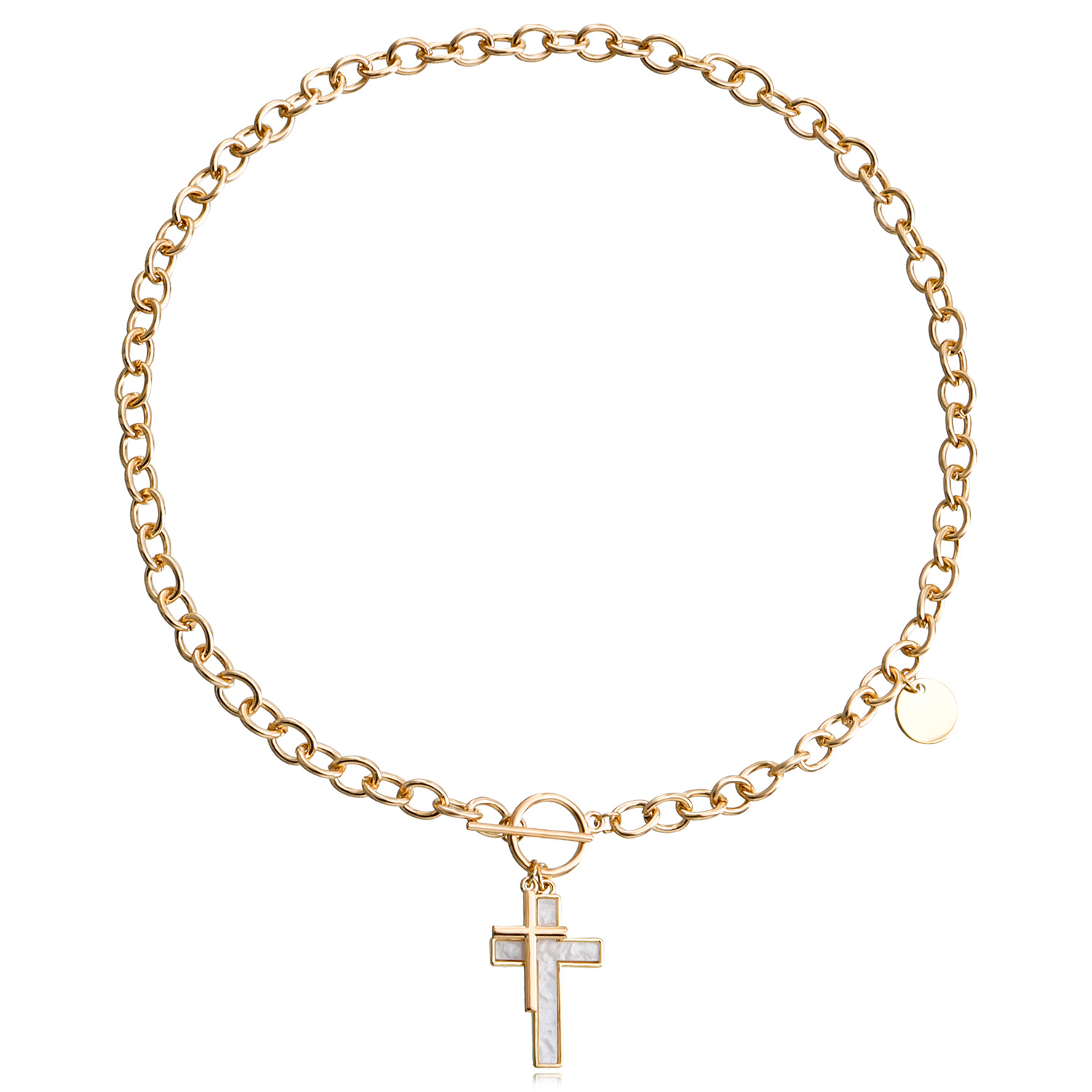 欧美跨境饰品 朋克锁骨链小众设计贝母项链女 潮流合金毛衣链项饰