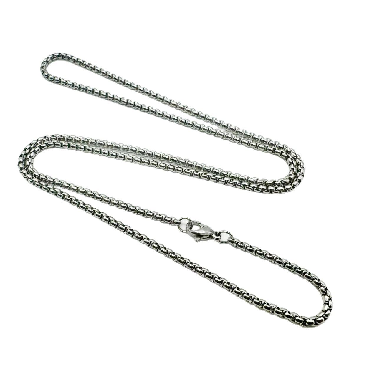 工厂批发不锈钢方珍珠项链男嘻哈跨境热销diy饰品配件女钛钢项链