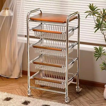 Antique Snack Storage Rack Multi-functional Gap Cart Multi-layer Fruit and Vegetable Kitchen Vegetable Basket Removable Storage Rack