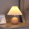 Pleated Table Lamp Ins Nordic Ceramic Bedroom Bedside Lamp Warm and Romantic Simple Ins Style Girl's Heart High-end Retro