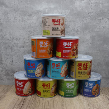 Chunwang Salty Peanuts Spicy Seaweed Mustard Flavored Fish and Shrimps Peanut Kernels Canned Snacks 24 Cans Full Box