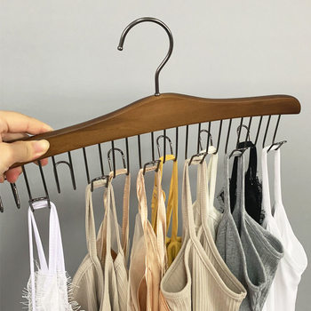 Solid Wood sling hanger multifunctional hanger underwear vest tie hook clothing store multi-head clothes hanger wholesale