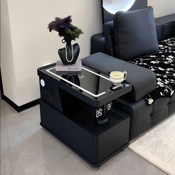 Movable Coffee Table for Small Apartments, Modern Simple Side Cabinet, Light Luxury Living Room, Italian Minimalist New Sofa Side Table Trolley