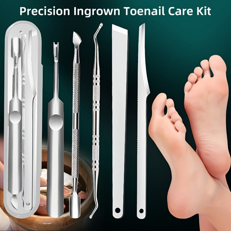 Cross-border hot-selling stainless steel pedicure knife suit dead leather fork double head nail picker foot shaving scraper 5-piece boxed