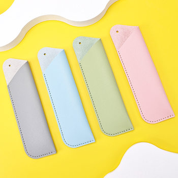 Cross-Border Pu Leather Pencil Case Large Capacity Student Stationery Box Stain-Resistant Signature Pen Cover Leather Fountain Pen Protective Cover Wholesale
