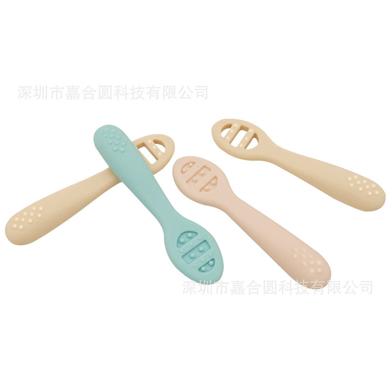 Manufacturer's 2-piece Silicone Spoon Set, Food-grade Soft Food Supplement Spoon for Eating, Newborn Feeding Puree Rice Cereal Kidsren's Spoon