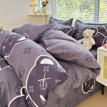 [Loss-Making Sale]Four-Season Universal Thickened Brushed Four-Piece Bedding Set Dormitory Three-Piece Set Bed Sheet Duvet Cover