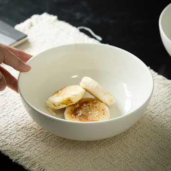 [Off-White]Straight Mouth Noodle Bowl 7.8inch Dehua White Porcelain Large Boiled Vegetable Bowl 1200ml Dinner Bowl Tableware