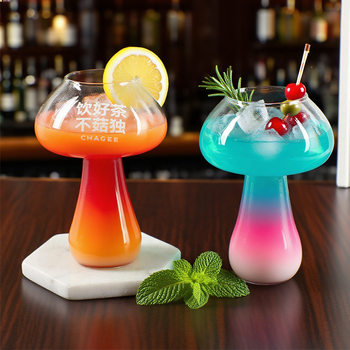 Ins Creative and Unique Mushroom Glass Cup Ktv Bar Cocktail Cup Trendy Juice Drink Milk Tea Mushroom Cup