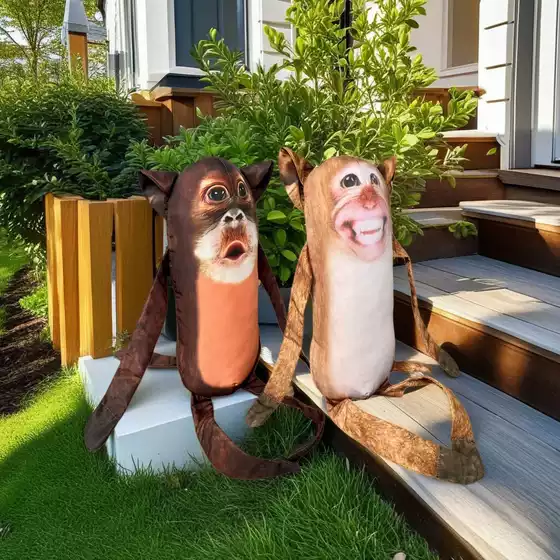 Cross-Border New Product Monkey Print Pillow Plush Toy Hand Puppet Spoof Magnet Adsorption Pendant Doll Spot Wholesale