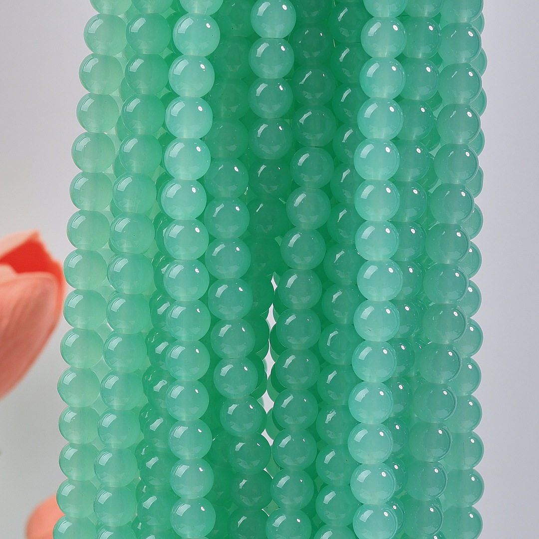 玻璃仿玉圆珠纯色散珠手工diy玉髓手链项链散珠子琉璃珠饰品配件