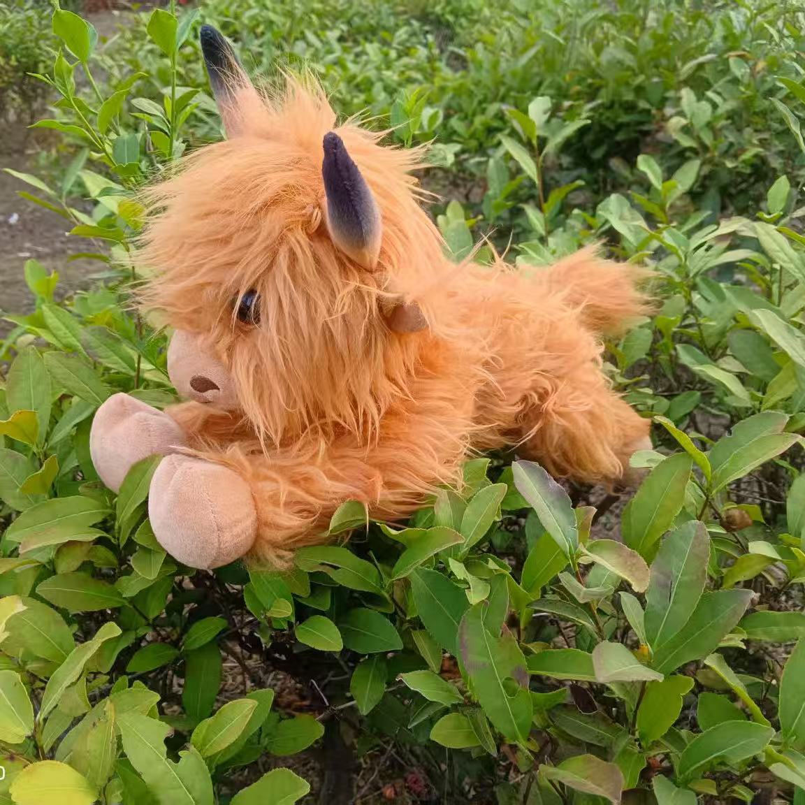 跨境现货长毛牛Highland Cow仿真苏格兰高地牛动物毛绒玩具公仔