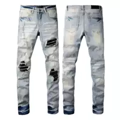 European and American Internet Celebrity American Street Hip Hop Trend Ripped High Street Foot Slim Skinny Jeans 2025 Niche