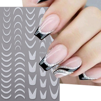 New Line Nail Art Stickers Glitter Powder Sugar Powder Crescent Moon French Side Star Butterfly Back Glue Nail Stickers Cross Border