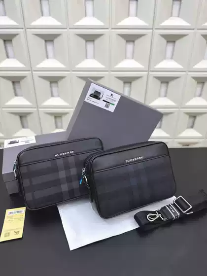 European and American Cross-Border Plaid Men's Crossbody Bag, Large Capacity Waterproof Messenger Bag, Nylon Shoulder Bag, Fashionable Trendy Men's Bag