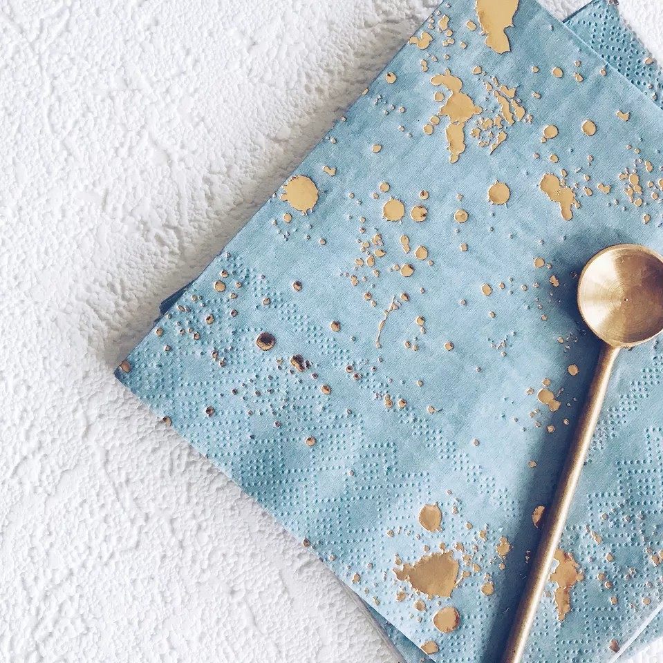 Cross-Border Disposable Paper Plate Disposable Cake Plate Hexagonal Ink Blue Birthday Party Cake Tableware Set