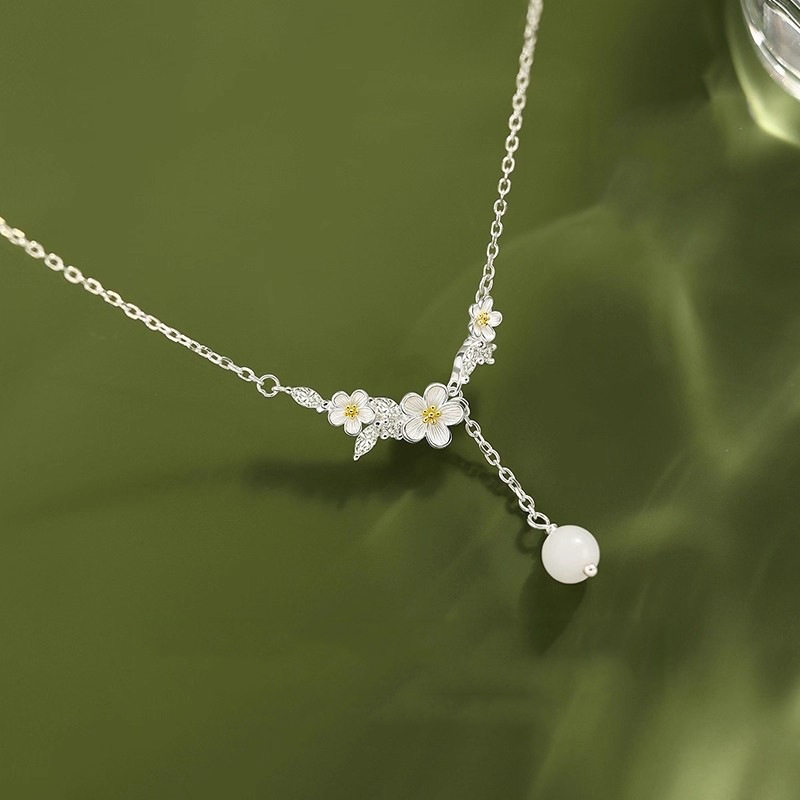 Silver Jewelry Wholesale Supply Mo Li Necklace 999 Sterling Silver Necklace Accessories Women's Autumn and Winter Sweater Chain Accessible Luxury High-End Ins