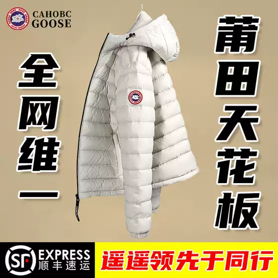 Big Goose Lightweight down Jacket Men's 2024 New Winter Outerwear Couple Style Hooded White Duck down Jacket Short Women's