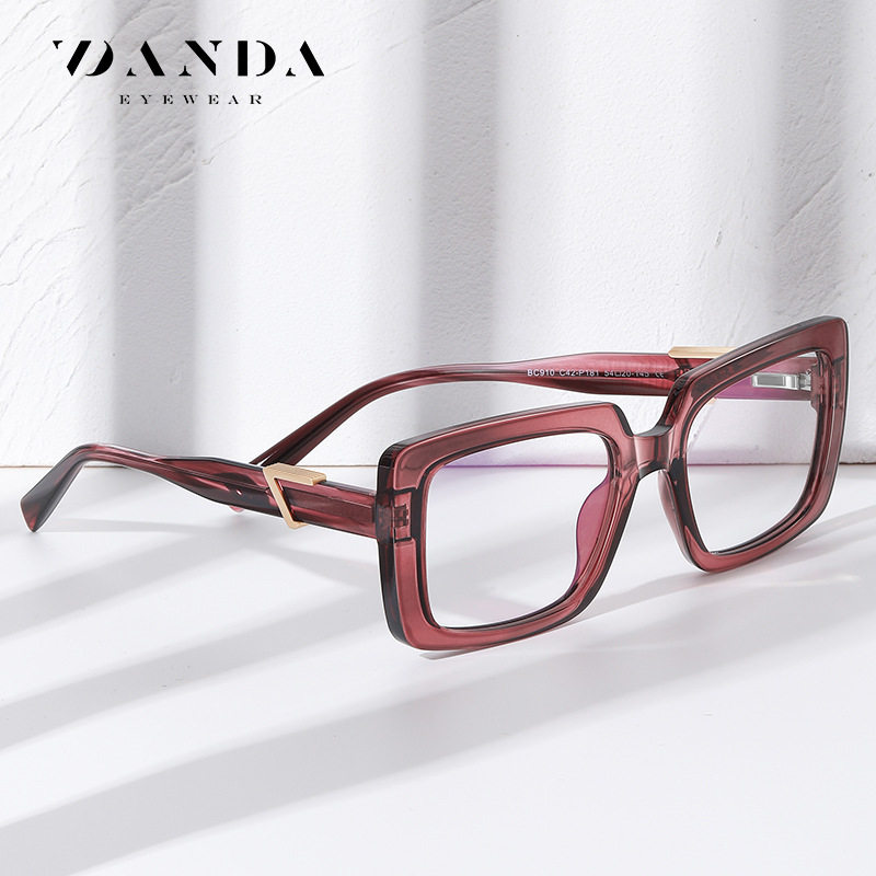 Bc910 New Fashion Glasses Frame for Women, European and American Trendy Brand Flat Mirrors, High-End Plate Legs, Can Be Equipped with Glasses