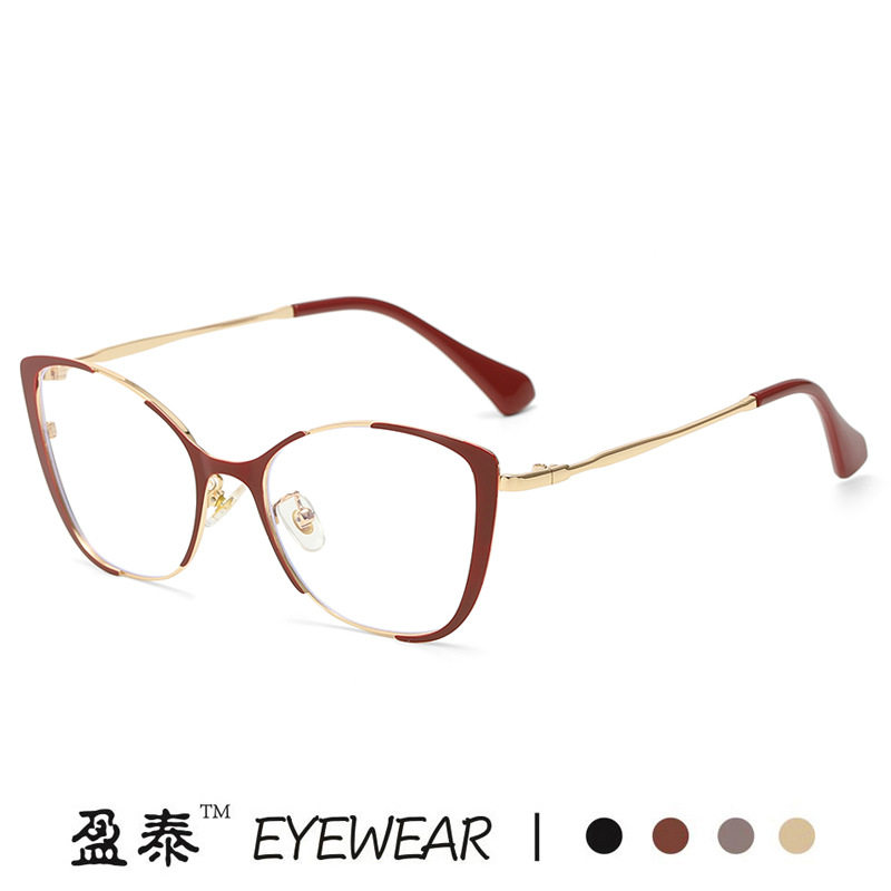 Anti-blue light cat eye retro glasses frame 2023 new plain glasses European and American metal paint fashion cross-border glasses frame