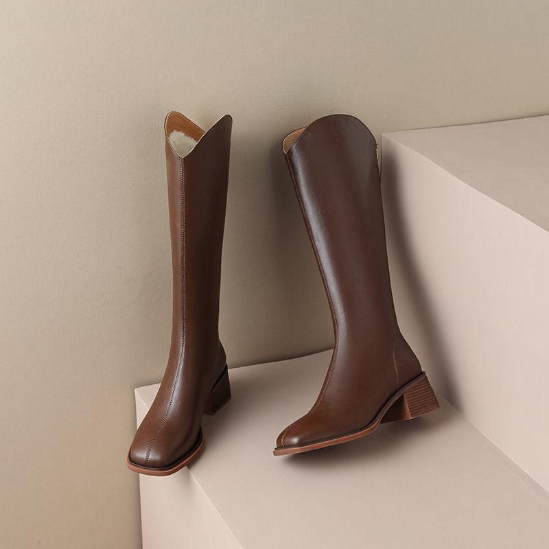 Chỉ Size 35 Sale Sốc: Boot Cổ Cao Nữ Chdtr Cổ Cao Qua Gối Gót Vuông Hàng Mùa Xuân Thu Đông Dày Ấm Giày Dép Nữ Chất Liệu G05 Sản Phẩm Mới, (Miễn Phí Vận Chuyển Toàn Quốc).