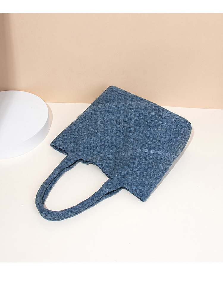 Túi xách nữ vải denim đan thủ công dáng bucket đeo chéo và xách tay — B249-1 # đen, B249-1 # xanh denim