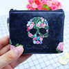 Rose Skull Retro Wallet Mini Multifunctional Zipper Coin Purse ID Card Storage Bag Spot Wholesale