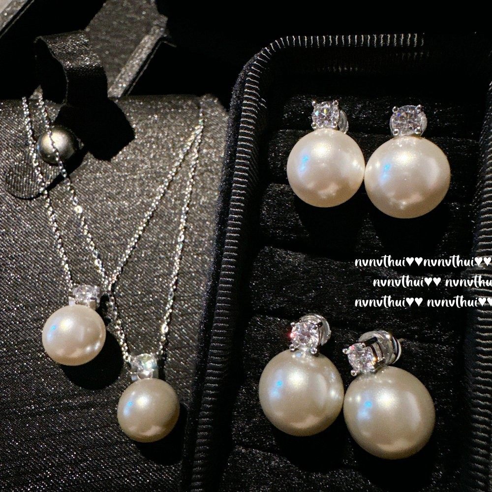 Austrian Court Princess Gemstone Australian White Pearl Necklace Tahiti Zhenduo Hemp Bead Zircon Earrings suit