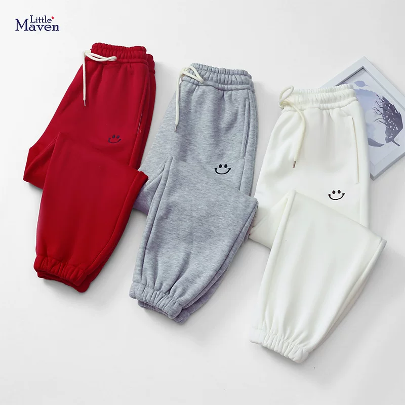 Thick Fleece-lined Kids' Pants, Winter Warm Girls' Trousers, Toddler Sports Pants