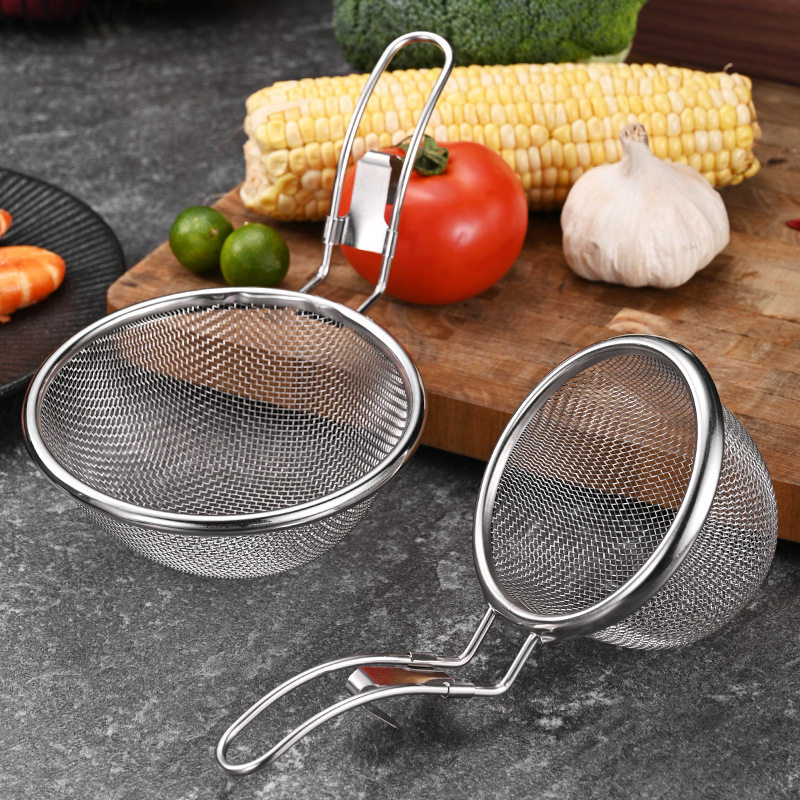 304 Stainless Steel Deepened Hot Pot Skimmer Kitchen Household Hanging Edge Powder Sieve Noodle Scoop Strainer Frying Filter Basket
