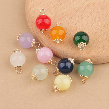 Artificial jade cheongsam button color round shirt cardigan Hanfu decorative lantern button Chinese style foot button