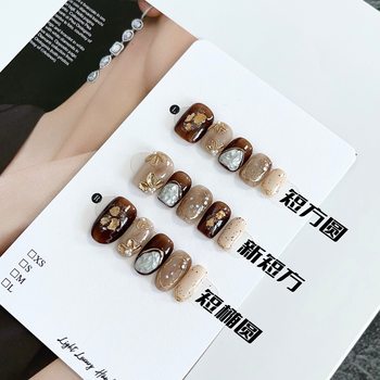 [An Yi]Baroque Metal Flower Handmade Wearable Nail Art Gradient Japanese Ins Style High-End Nail Stickers