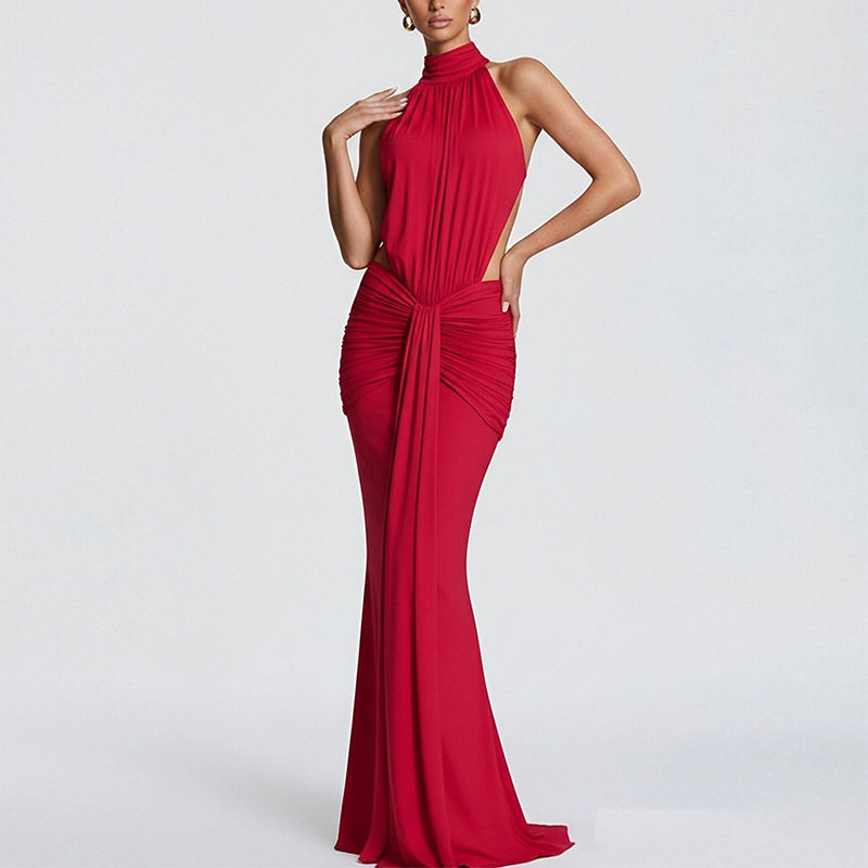 Summer Womens Dress Sexy Slim Fit Solid Color Backless Mermaid Style Perfect for Parties and Events Wholesale