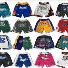 Pocket Shorts - 76ers Magic Raptors Warriors Kings Retro Distressed Five-Inch Shorts Trendy Casual