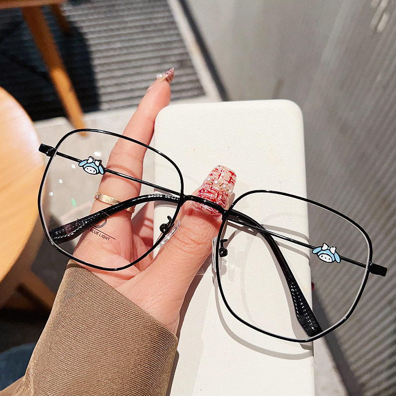 New large metal glasses polygonal glasses frame anti-blue light glasses adorable glasses frame can be equipped with near-sight glasses