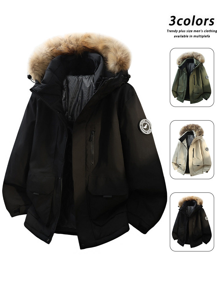 Men's Winter Warm Extended Parka White Duck down Jacket Youth Men's Large Size Men's High-Quality Coat
