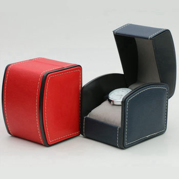 Leather Flip Watch Box Factory Wholesale Watch Box Single Watch Storage Packaging Pu Leather Curved Watch Box