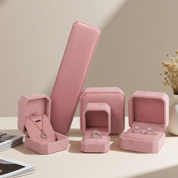 Octagonal luxury velvet jewelry box, pair of earrings, bracelet, ring box, jewelry storage necklace packaging box