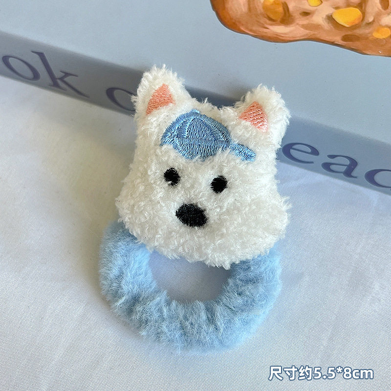 西高地毛绒小狗发夹高颜值可爱软萌少女甜美ins学生发圈配饰毛毛