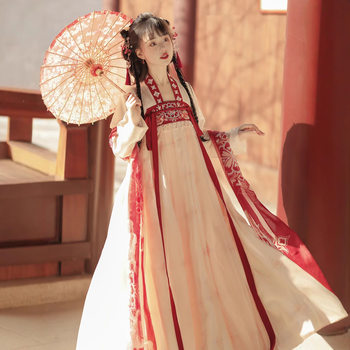 Original Hanfu Female Tang Feng Qi Chest Skirt suit Chinese Style Spring and Autumn Daily Ancient Dress with Shoulder Strap [Drunk Spring Wind]]