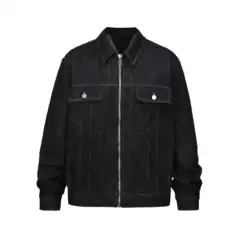 Blackicon Autumn American High Street Fashion Brand Simple Right-Shoulder Triangle Denim Casual Jacket for Men