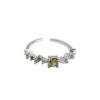 French Olive Green Zircon Open Ring Wholesale Light Luxury High-End Index Finger Ring Literary Retro Palace Style Ring