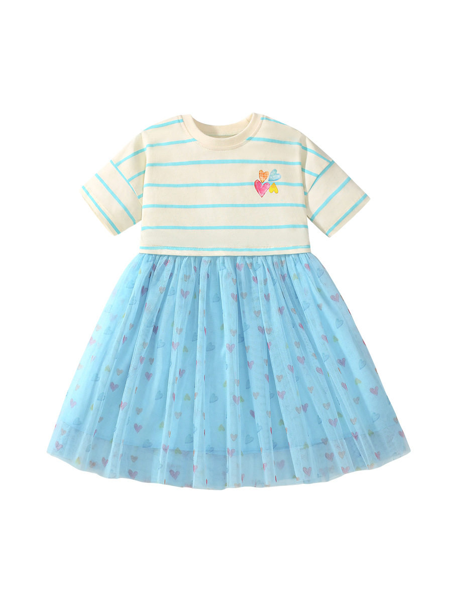 Girls' Tulle Dress, Factory Direct Supply Kids' Dress, Short-sleeve Kids' Summer Dress