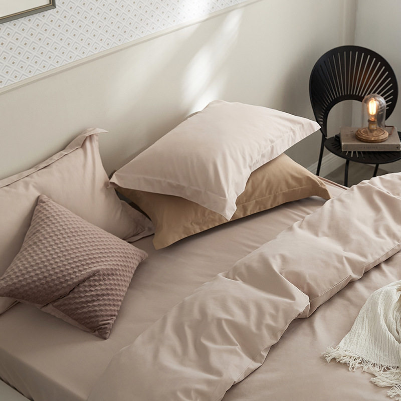 100-Count Pure Cotton Thickeneded Brushed Accessible Luxury High-End Skin-Friendly Cotton Bed Bed Sheets Quilt Cover Three-Piece Set Four-Piece Bed Set