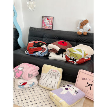 Cross-Border Exclusive Half-Velvet Knitted Throw Blanket Sofa Nap Blanket Model Room Decorative Atmosphere Blanket