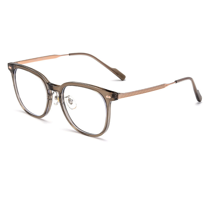 Anke Ultra-Light Pure Titanium Cold Brown Glasses Frame for Women with Myopia Can Be Equipped with Prescription Plain Square Frame Glasses Frame M8045