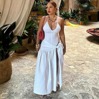 European and American women's 2025 spring and summer new fashion sexy backless jumpsuit slim lace skirt suit wholesale
