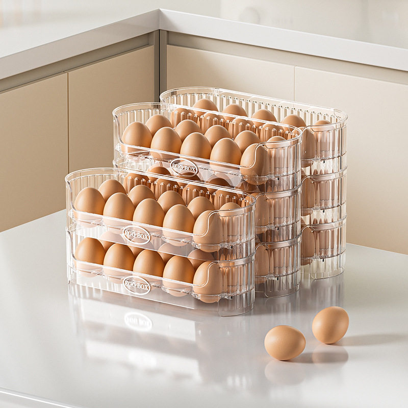 Wholesale Stackable Egg Storage Box Refrigerator Side Door Special Egg Trough Crisper Kitchen Organizing Egg Tray Artifact