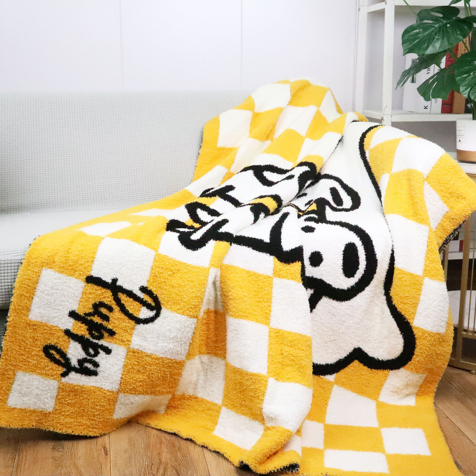 Puppy Half-Velvet Sofa Blanket Air-Conditioned Room Warm Shawl Blanket Office Nap Simple Knitted Thread Blanket Blanket