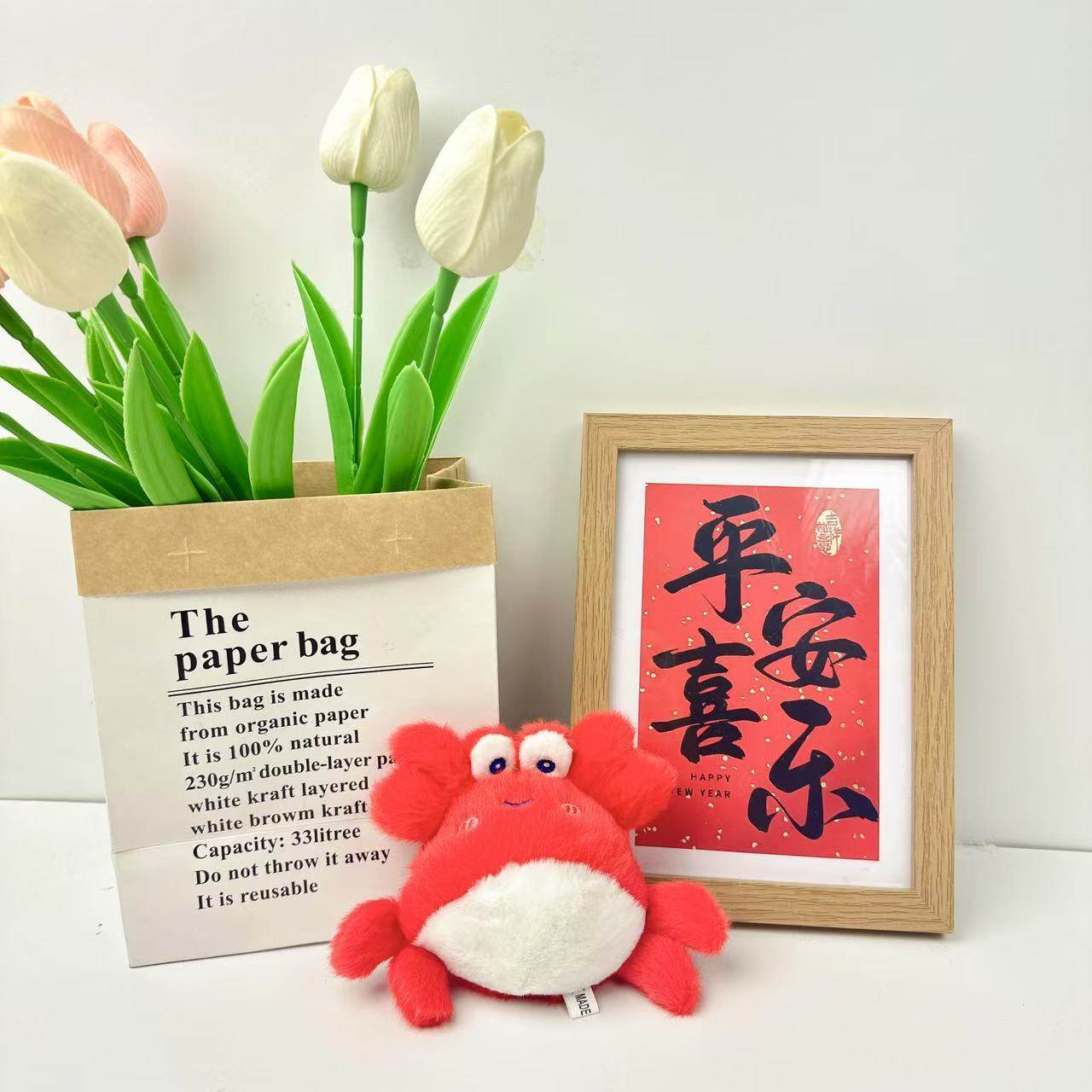 Trendy Cute Marine Animal Crab and Crayfish Plush Toy Keychain Bag Accessory